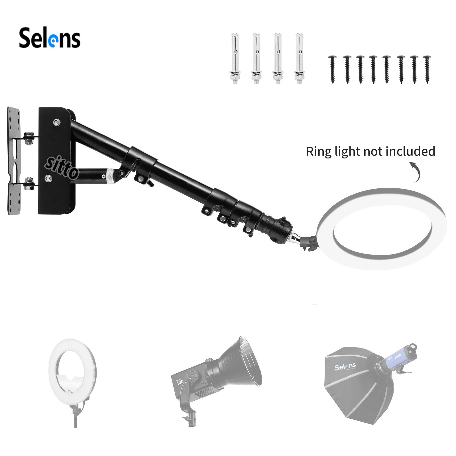 Photography Lighting Triangle - Selens 100cm/130cm/180cm Triangle Wall Mount Boom