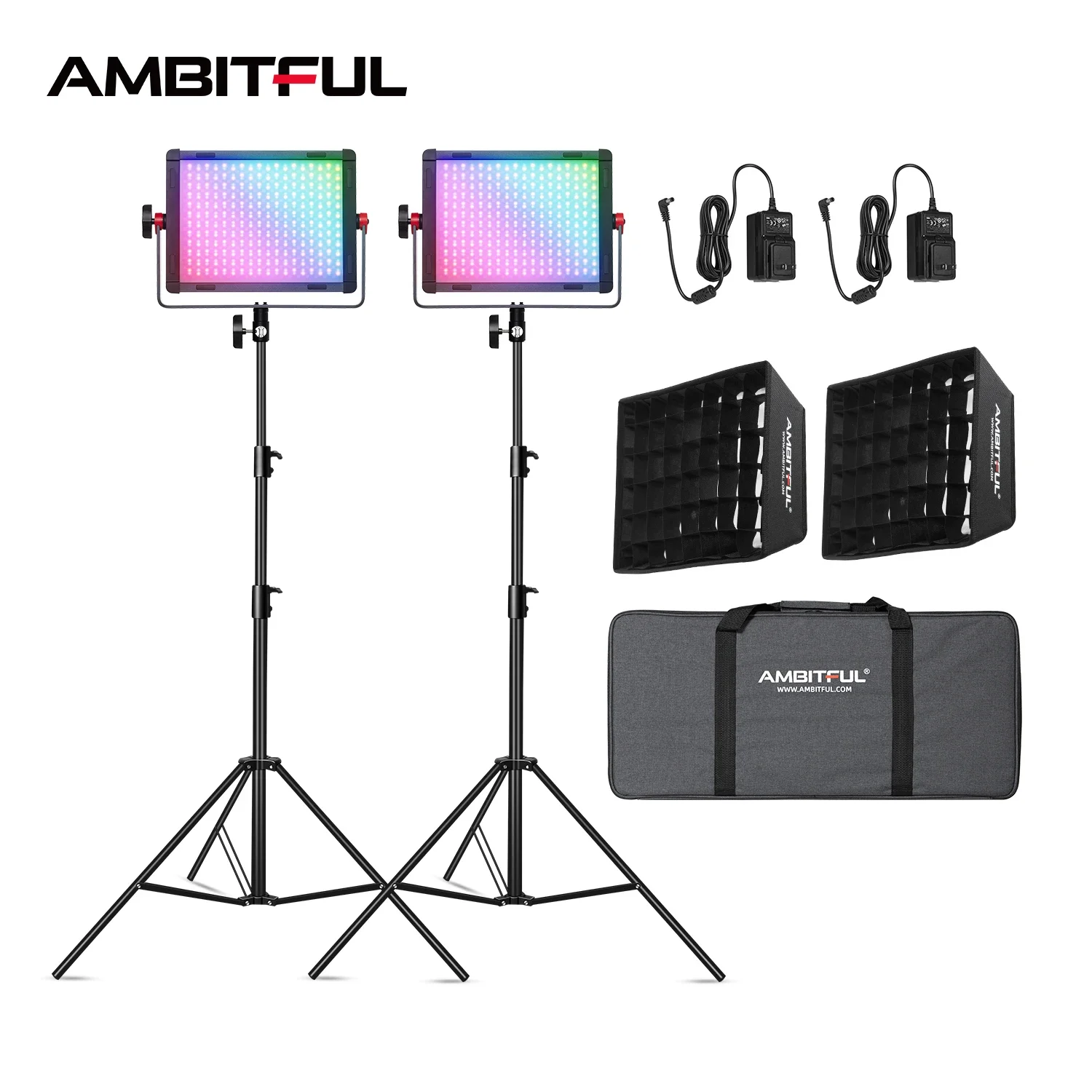 Photography Lighting Kit - AMBITUFL P35R 30W RGB LED Video