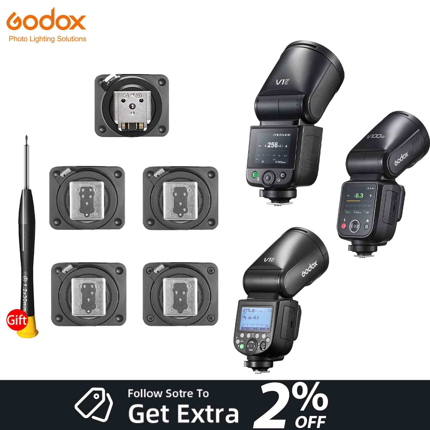Godox Speedlite Flash - Godox V1 Mid V1Pro V100 Speedlite