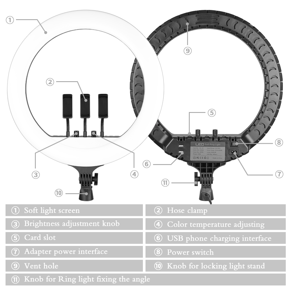 SH 18 Inch Knob Ring Light LED – Photography Lighting Overhead recenzja i cena