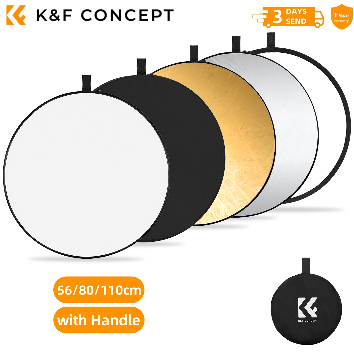 K&F CONCEPT 56/80/110cm 5-in-1 – Photography Lighting Reflectors recenzja i cena