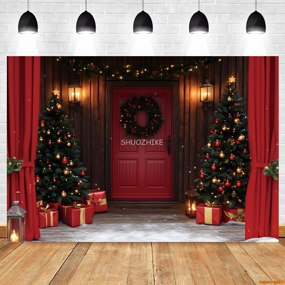 Christmas Red Barn Door Backdr – Photography Lighting Portrait recenzja i cena