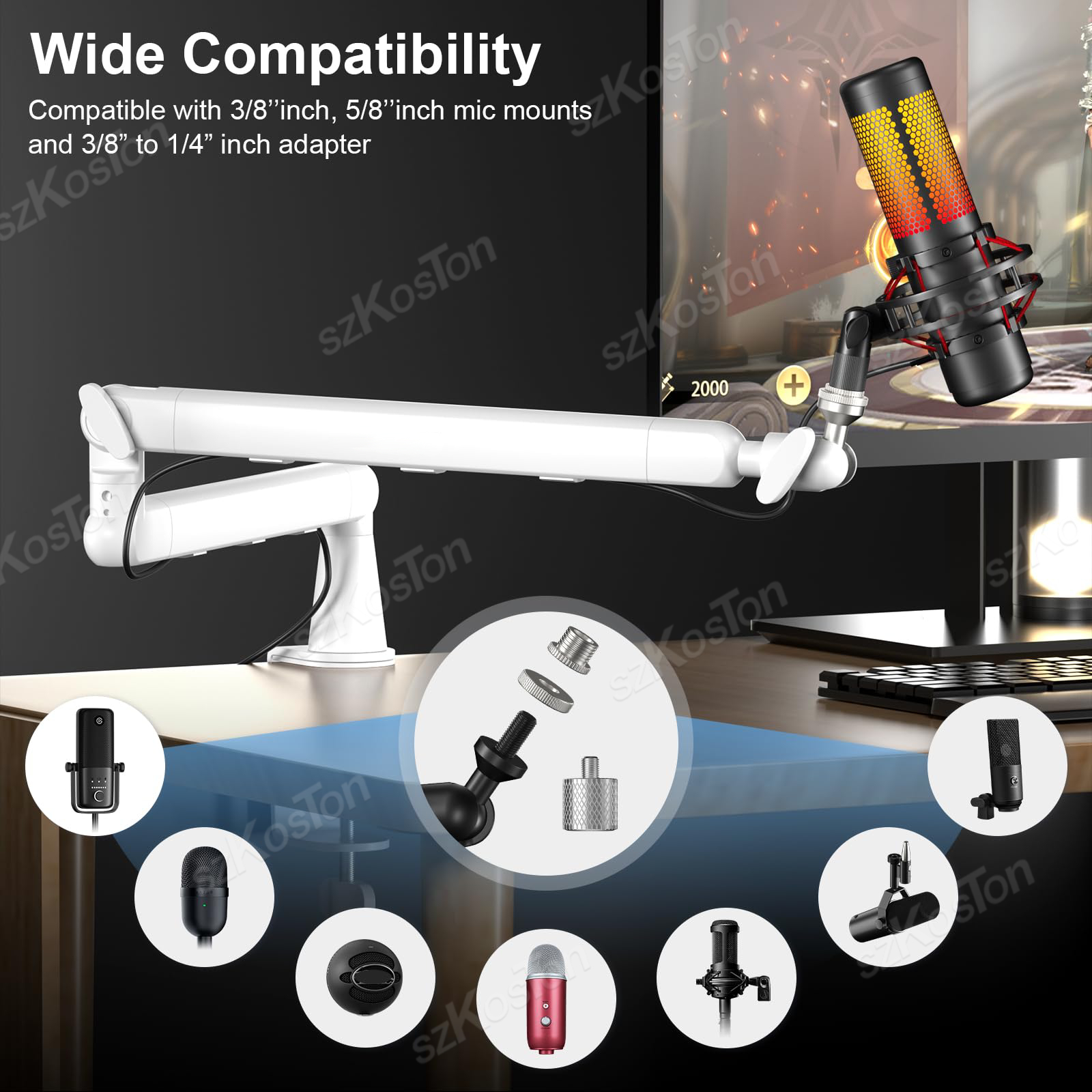 White Microphone Boom Arm Adju – Boom Arm Stand recenzja i cena