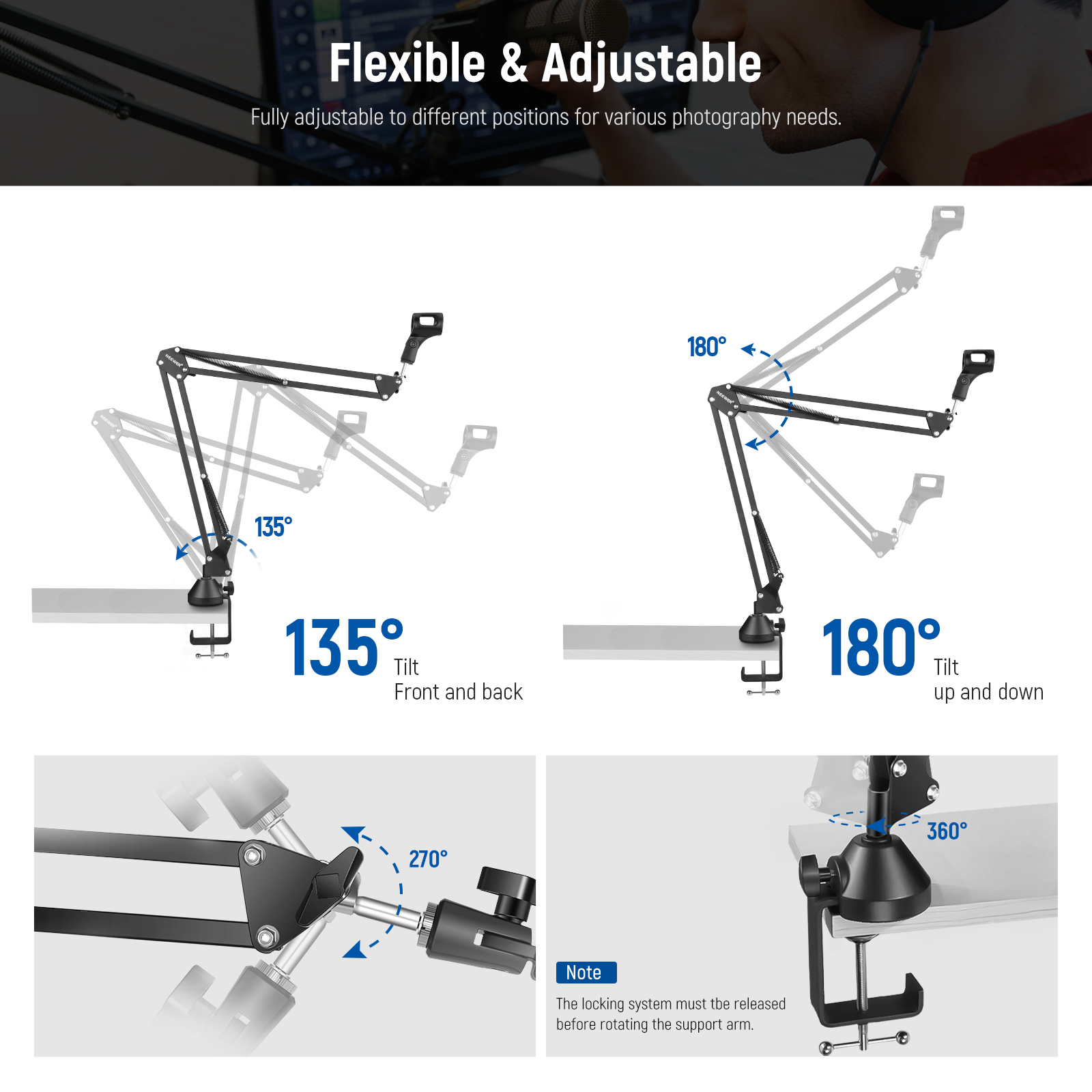 Neewer Microphone Arm Stand, S – Boom Arm Stand recenzja i cena