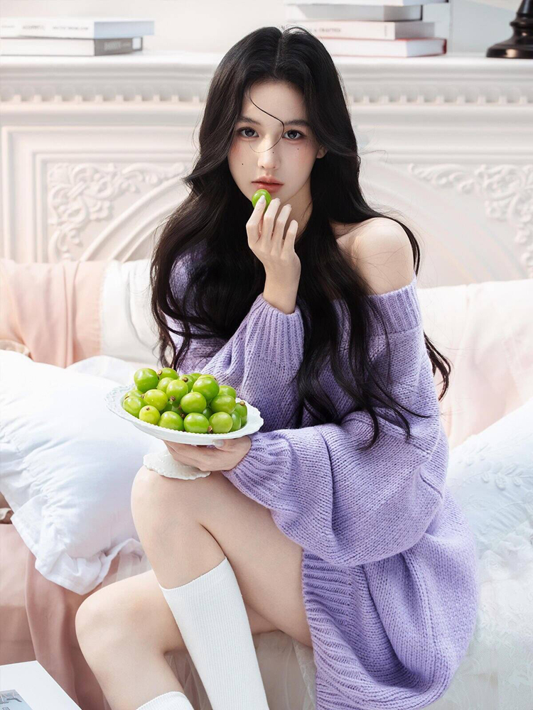 Autumn Winter Purple Sweater O – Photography Lighting Studio recenzja i cena