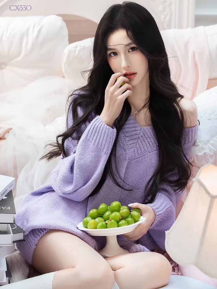 Autumn Winter Purple Sweater O – Photography Lighting Studio recenzja i cena